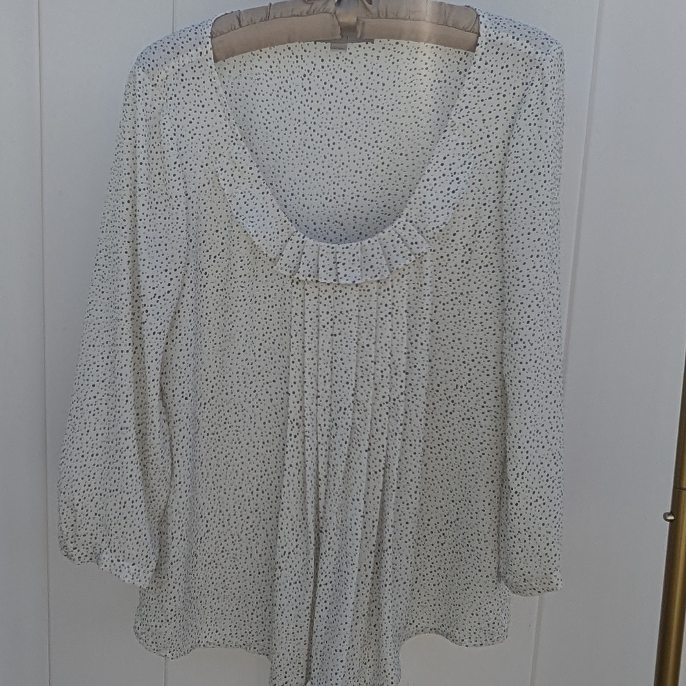 LOFT Ivory Blouse with Black Speckles